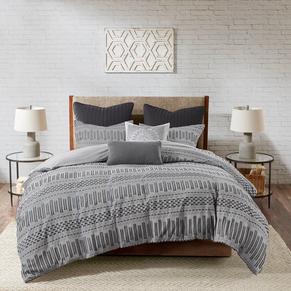 Bedding Sets Cotton Jacquard Comforter Mini Set Grey/Black King/Cal King,Bed Sets