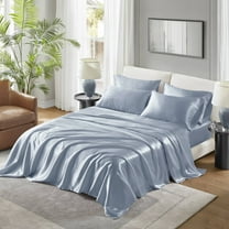 Bedding Sets, Satin Luxury Sheet Set Twin, Blue Bed Sets,Polyester Comforter Sets, Household Supplies & Décor, Bedding, Bedding Sets