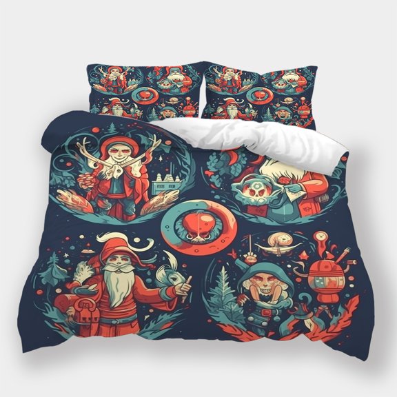 Bedding Suit Children Christmas Cartoon Home Bedclothes Festival Santa Claus Comforter Cover Duvet Cover Set