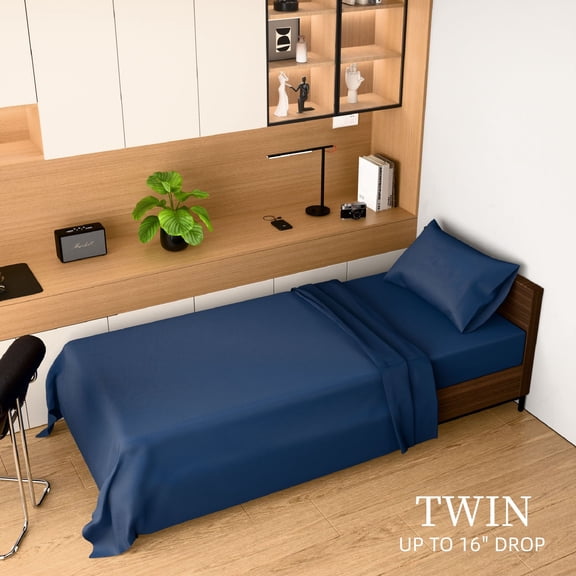 Bedding Twin Bed Sheets Set - 3 Piece Bedding - Brushed Microfiber - Shrinkage a