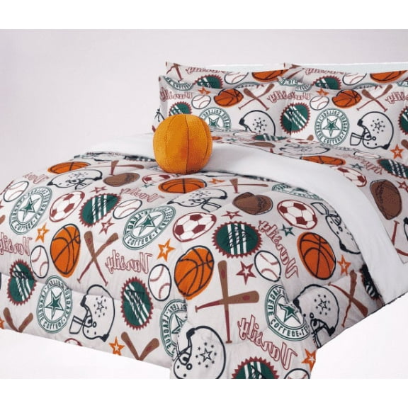 Bedding all season basketball bed in bag twin size plushie toy pillow with matching sheet set comforter for kids bedroom décor