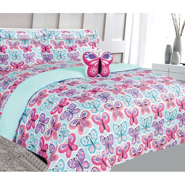 Bedding all season butterfly bed in bag twin size plushie toy pillow