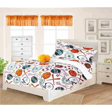 Twin Size 6-Piece Bedding Set Soft Basketball Print with Toy Pillow & Colorful Sheets