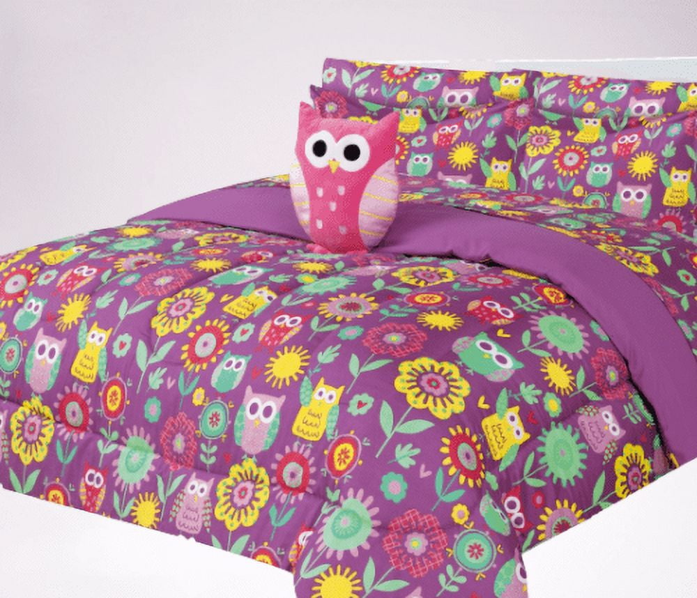 Bedding all season owl purple bed in bag twin size plushie toy pillow