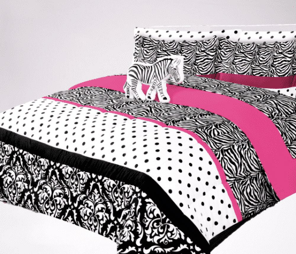 Bedding all season zebra pink bed in bag twin size plushie toy pillow
