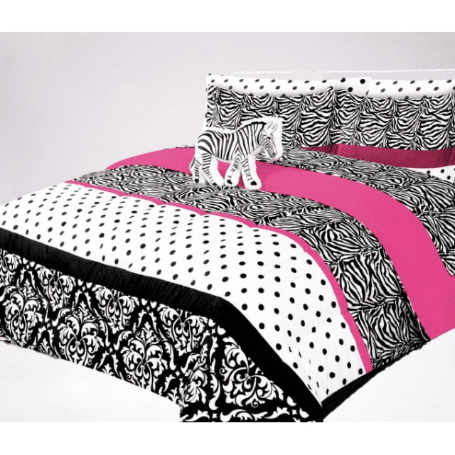 Bedding all season zebra pink bed in bag twin size plushie toy pillow