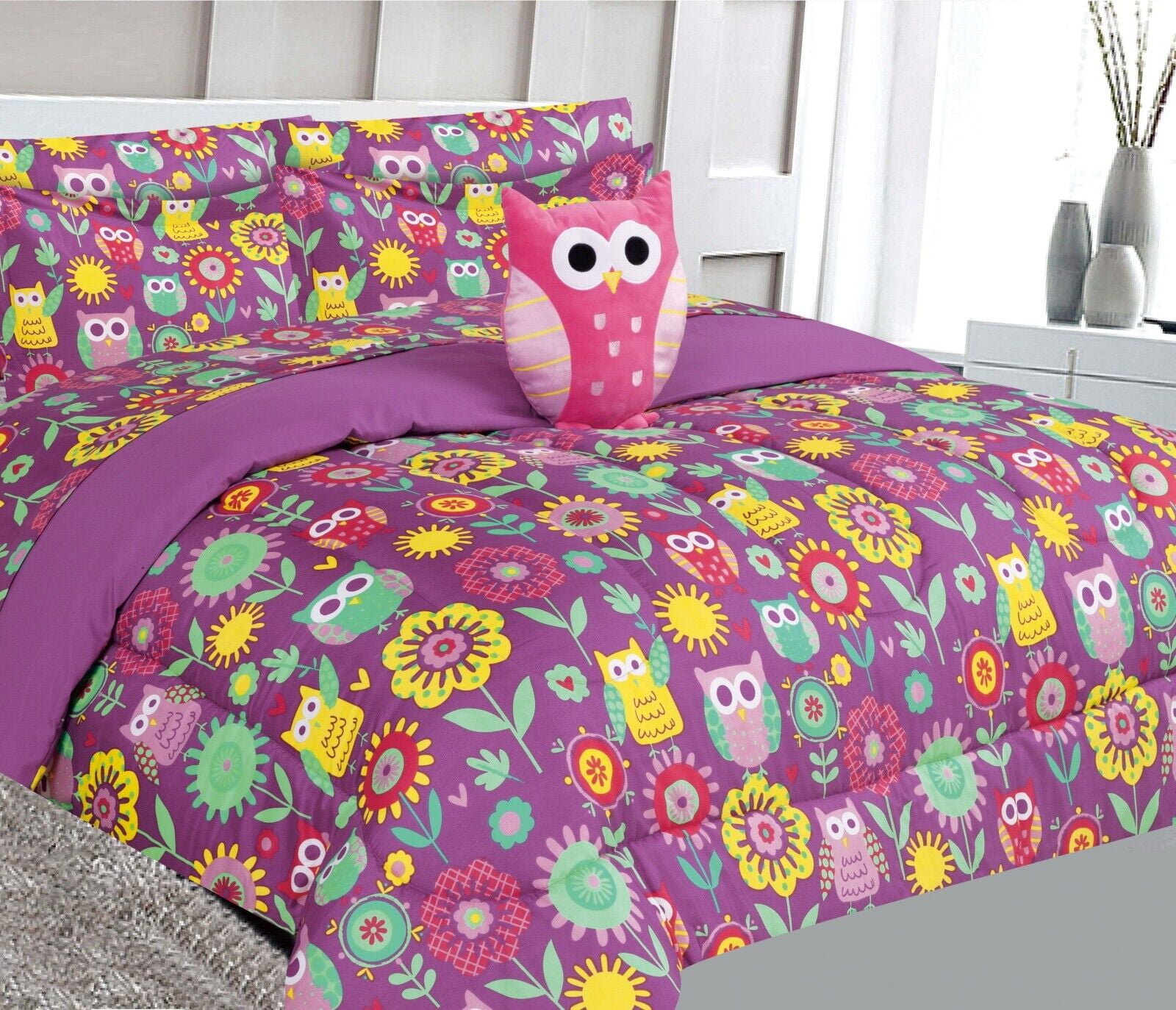 Kids Owl Bed Set Owl Bedding Little Girl Twin Size Bedding