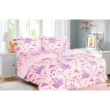 Bedding Set Full Size 8pc Princess Palace Complete Bed in Bag Comforter with Plushie Toy Friend Bedroom Decor