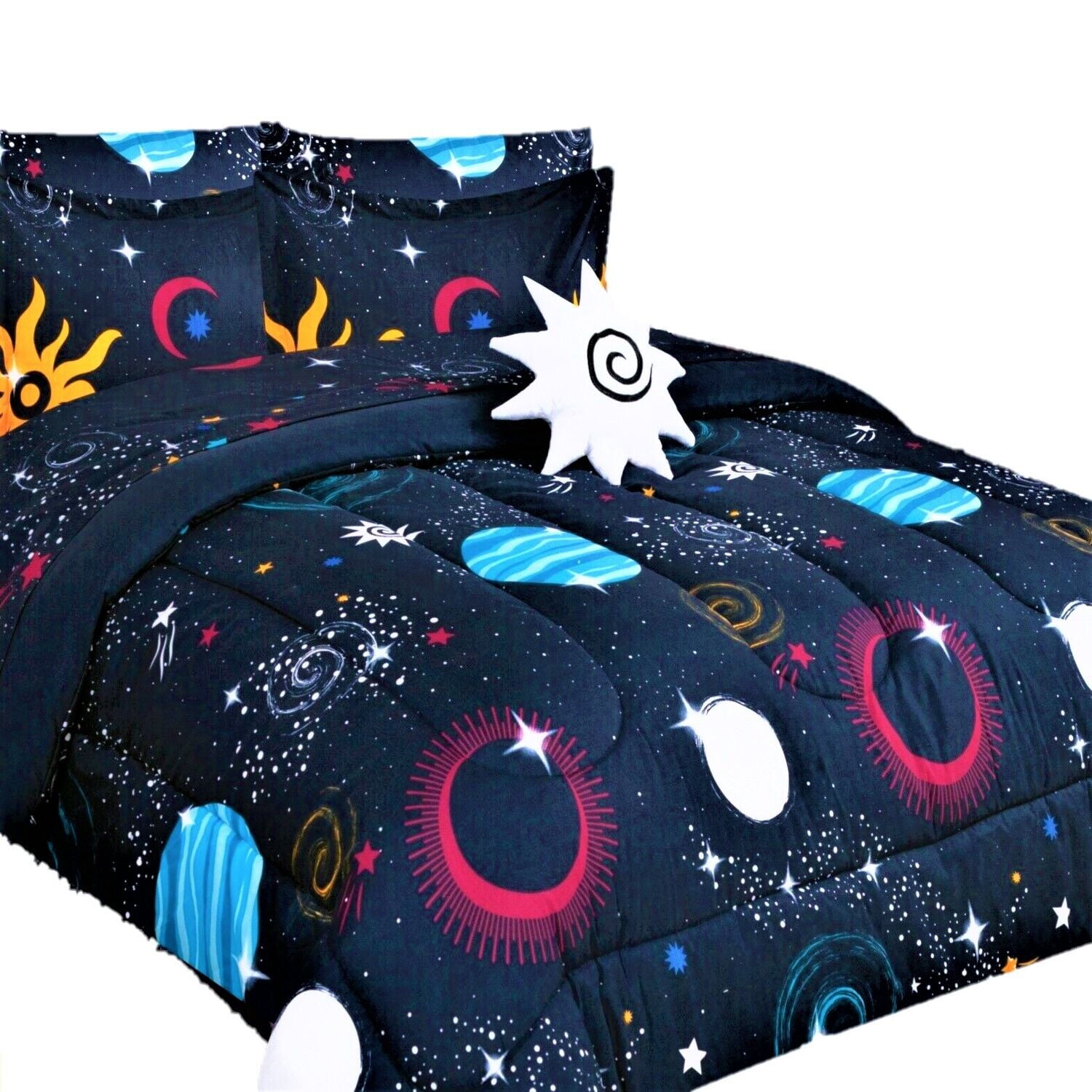 Bedding set twin 6pc space # 2 planets complete bed in bag comforter ...