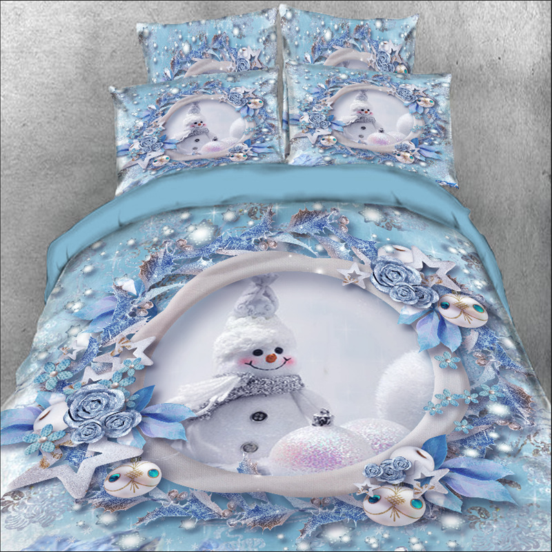 Beddinginn Snowman Duvet Cover Set King Size Microfiber Polyester