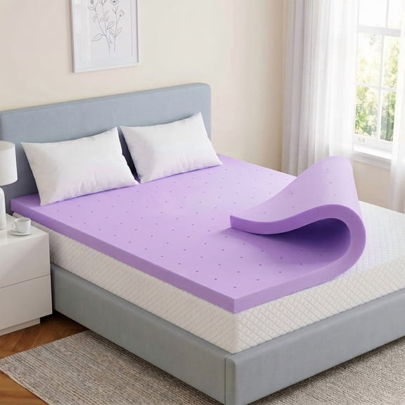 Beddle 4 Inch Lavender Lavender Cooling Gel Memory Foam Mattress Topper, Twin Size Pressure Relief Bed Topper, Body-Conforming Support, CertiPUR-US Certified