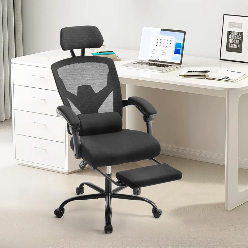 Beddle Desk Chair with Lumbar Support, High-Back Ergonomic Mesh Swivel Rolling Desk Chair for Home Office or Study, Black
