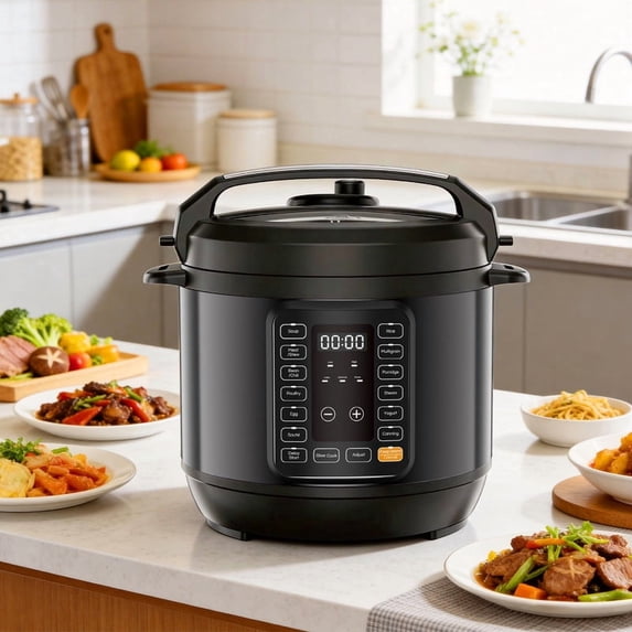 Beddle Electric Pressure Cooker 6 Quart Instant Cooker Multi-Function Rice Cooker, Slow Cooker, Steamer & Stainless Steel Pot, Black