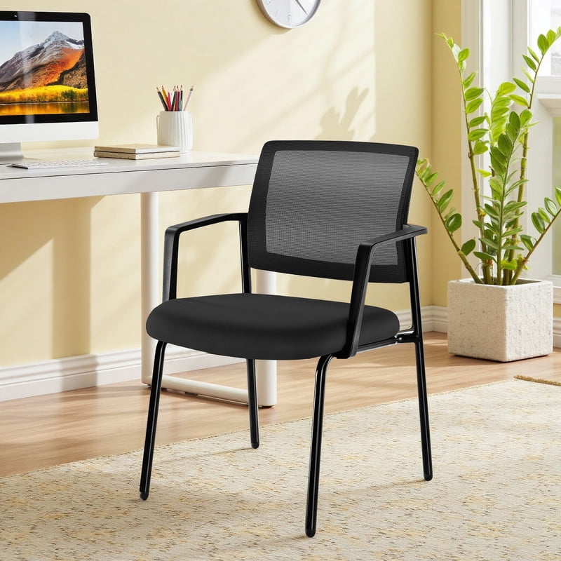Beddle Executive Office Guest Chair, Desk Chair with Lumbar Support and Padded Armrest, Perfect for Conference Rooms, Reception Areas, and Waiting Rooms, Black