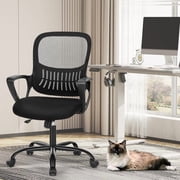 Beddle Office Chair with Lumbar Support, Ergonomic Mesh Mid-Back Swivel Desk Chair, Comfortable Task Chair for Home Office, Black
