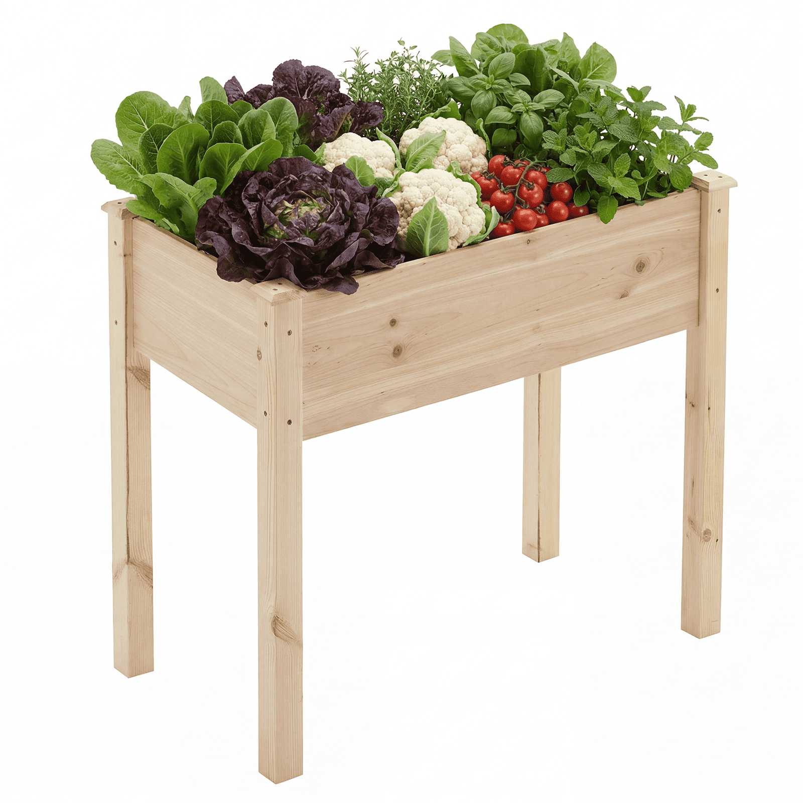 Beddle Outdoor Wood Raised Garden Bed, Elevated Reinforced Large Planter Box for Vegetable Flower Backyard Patio Gardening Balcony & Bed Liner,34x18x30in, Wood color
