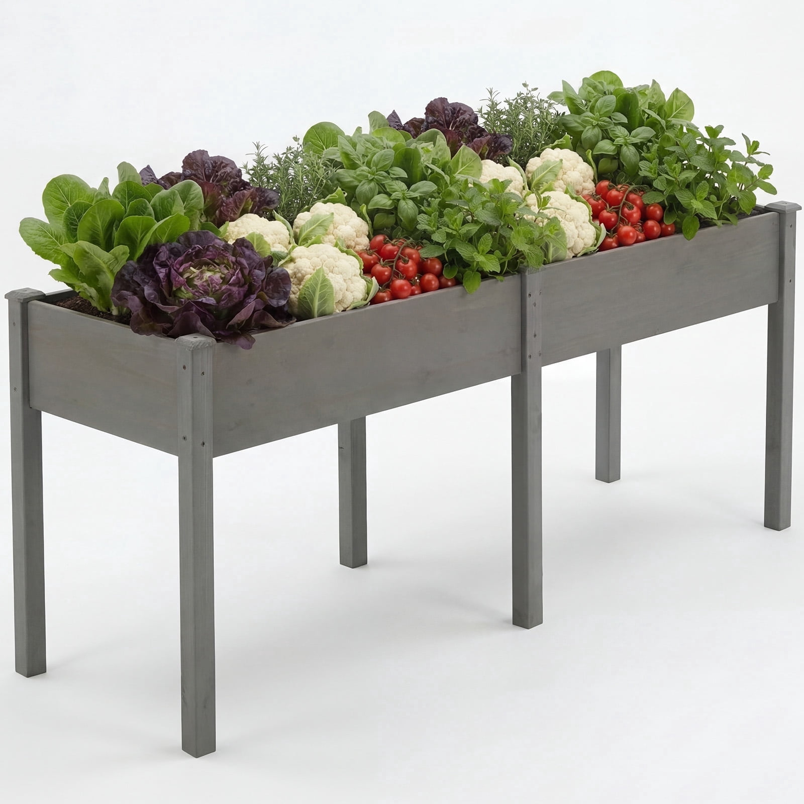 Beddle Outdoor Wood Raised Garden Bed, Elevated Reinforced Large Planter Box for Vegetable Flower Backyard Patio Gardening Balcony & Bed Liner,72x23x30in, Gray