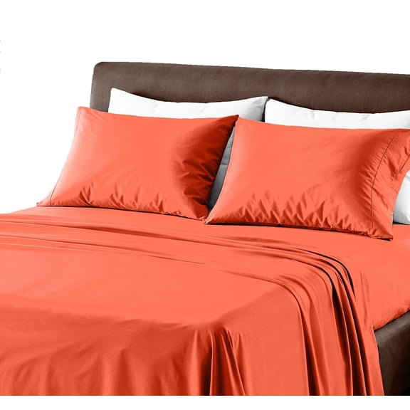 Beddora King Size Bed Sheet Set in Tiger Lily – 4 Piece Microfiber Sheets, Ultra-Soft, Deep Pocket, Wrinkle-Resistant, Easy Care, Adult