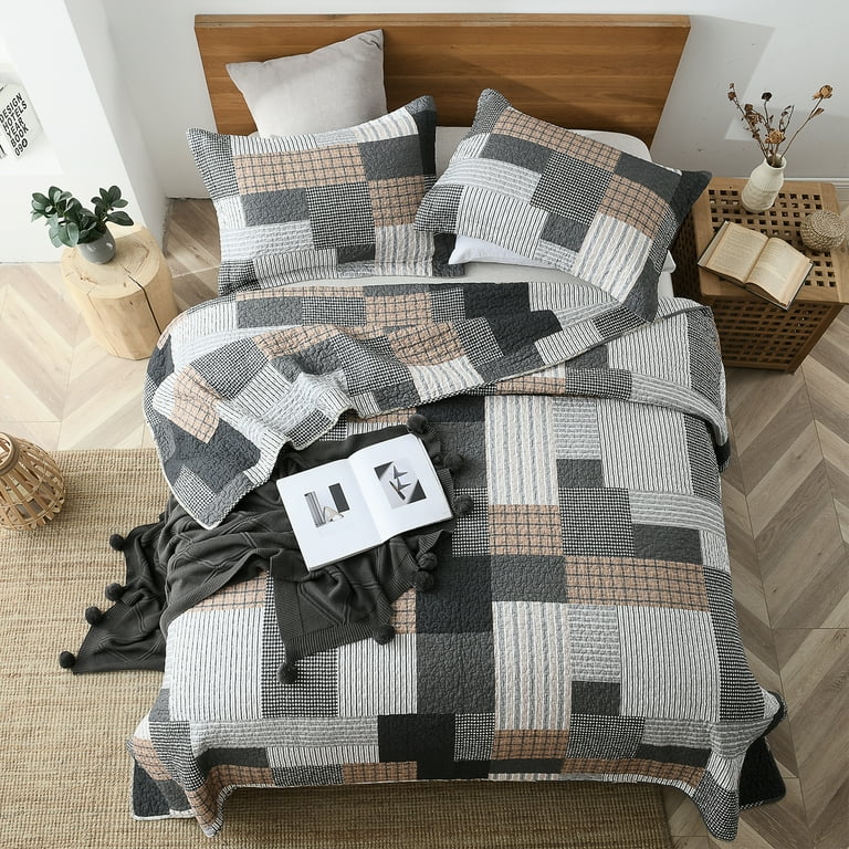 grey quilted king size throw