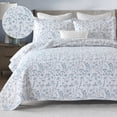 thumbnail image 1 of Bedduvit Blue & White Floral King Size Quilt - 100% Cotton Spring Flower Reversible Garden Country Quilt Bedspread, Lightweight Breathable King Quilt, 3-Piece Comforter Set for All Season 98"x106", 1 of 11