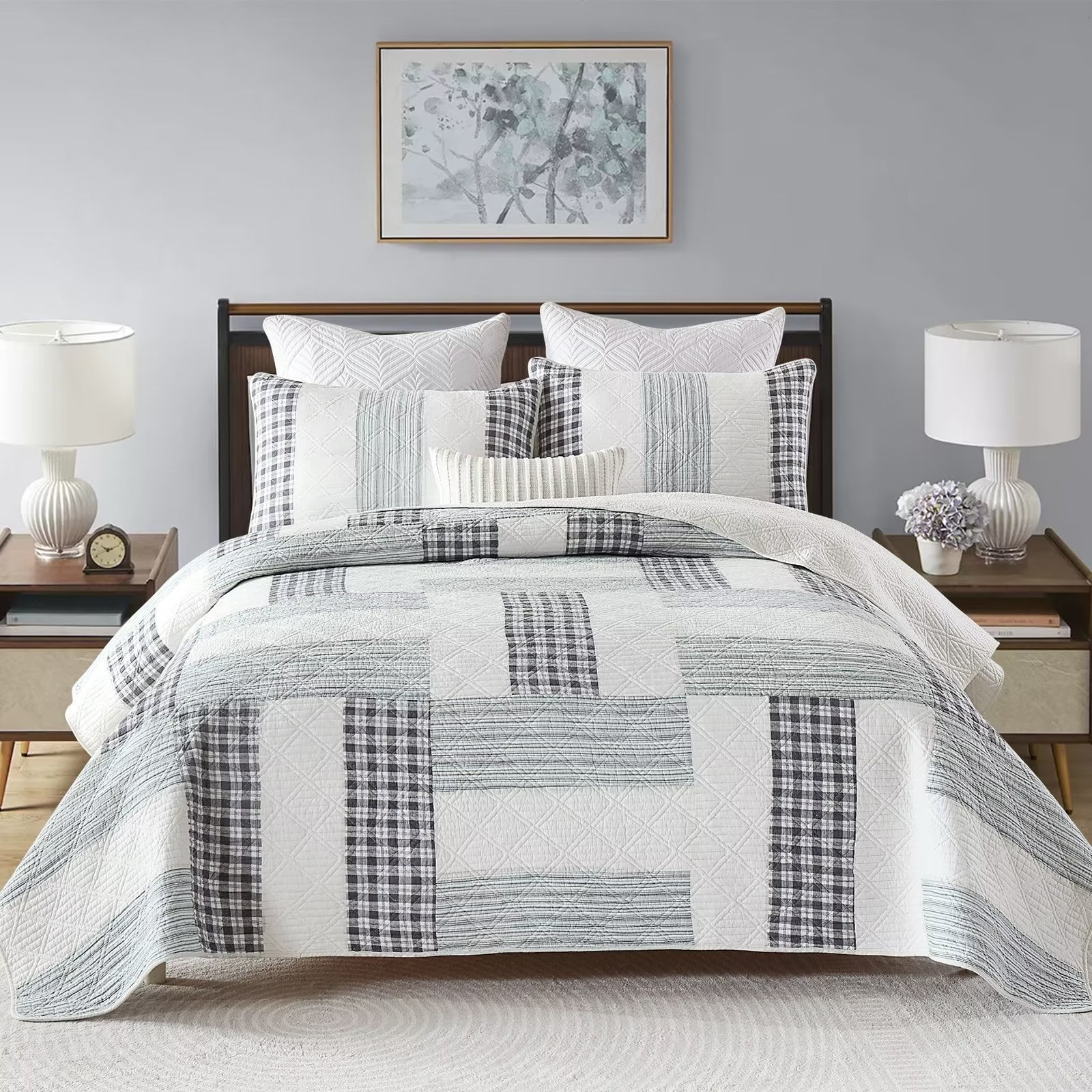 Bedduvit Queen Size Quilt Sets - 100% Cotton Summer Lightweight White ...
