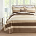thumbnail image 1 of Bedduvit Striped King Size Quilts - 100% Organic Cotton Quilt King, Brown Black Beige Farmhouse Lightweight Bedspread Set for King Bed, Modern Neutral All-Season 3-Piece Quilt Comforter Set, 98"x106", 1 of 12