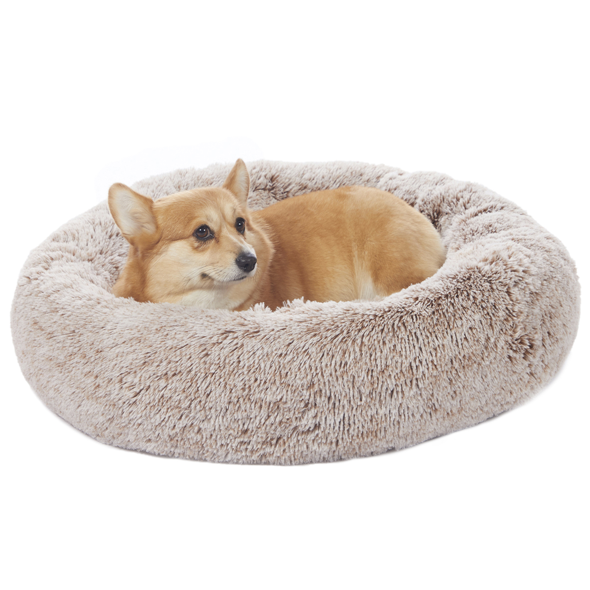 Zksm Anti-slip Round Donut Dog Bed With Raised Edge - Fluffy Cat Nest 