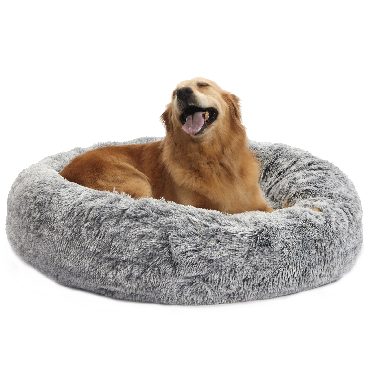 Round Plush Pet Bed for Dogs & Cats,Fluffy Soft Warm Calming Bed