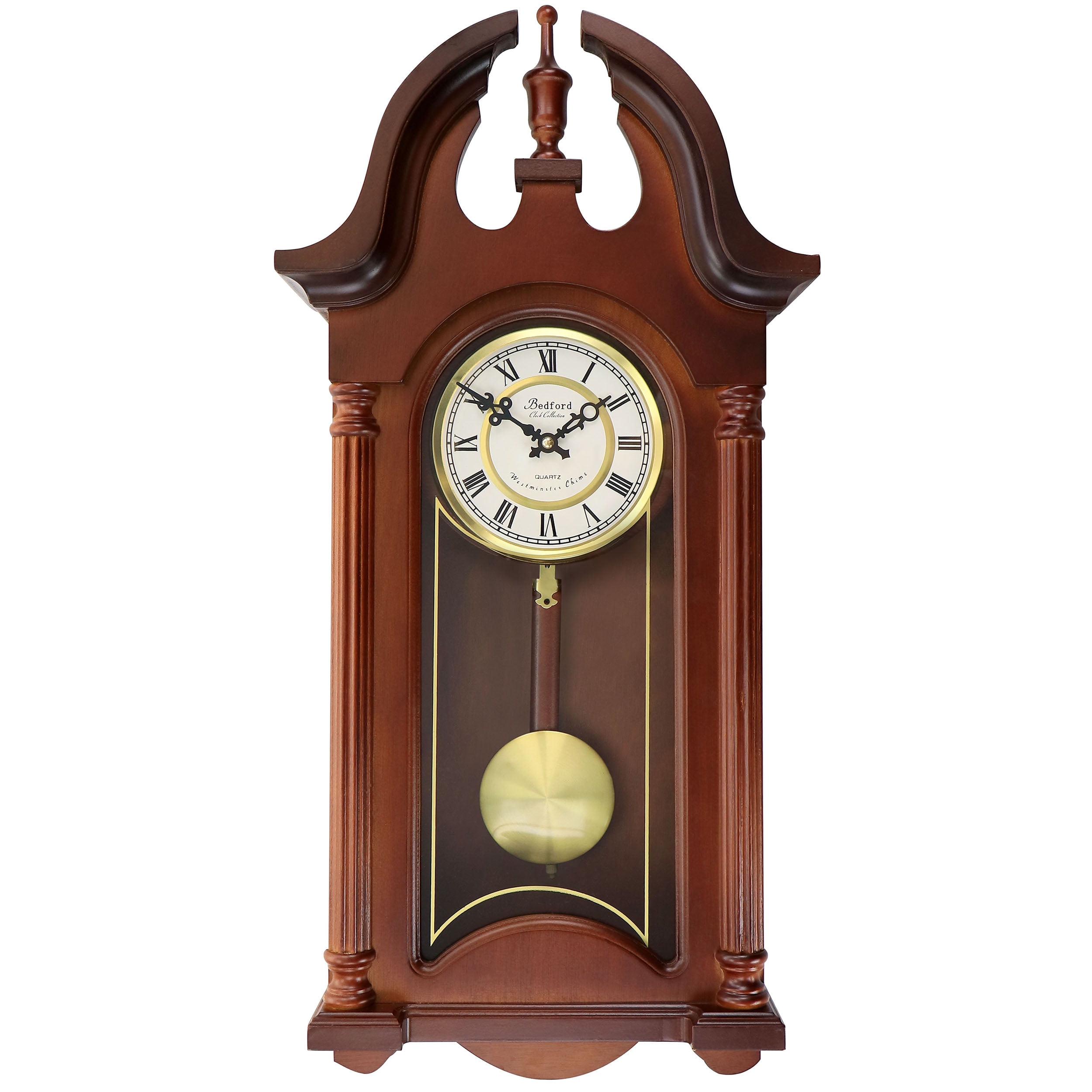 Bedford Clock Collection Delphine 27 Inch Mahogany Chiming Pendulum