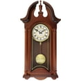 thumbnail image 1 of Bedford Clock Collection Delphine 27" Mahogany Brown Analog Chiming Pendulum Wall Clock, 1 of 5