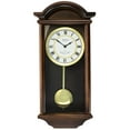 thumbnail image 1 of Bedford Clock Collection George 22 inch Chestnut Brown Wood Chiming Vintage Pendulum Wall Clock, 1 of 5