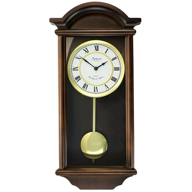 Bedford Clock Collection George 22 inch Chestnut Brown Wood Chiming ...