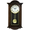 thumbnail image 1 of Bedford Clock Collection Noah 22 inch Chestnut Brown Wood Chiming Vintage Pendulum Wall Clock, 1 of 5