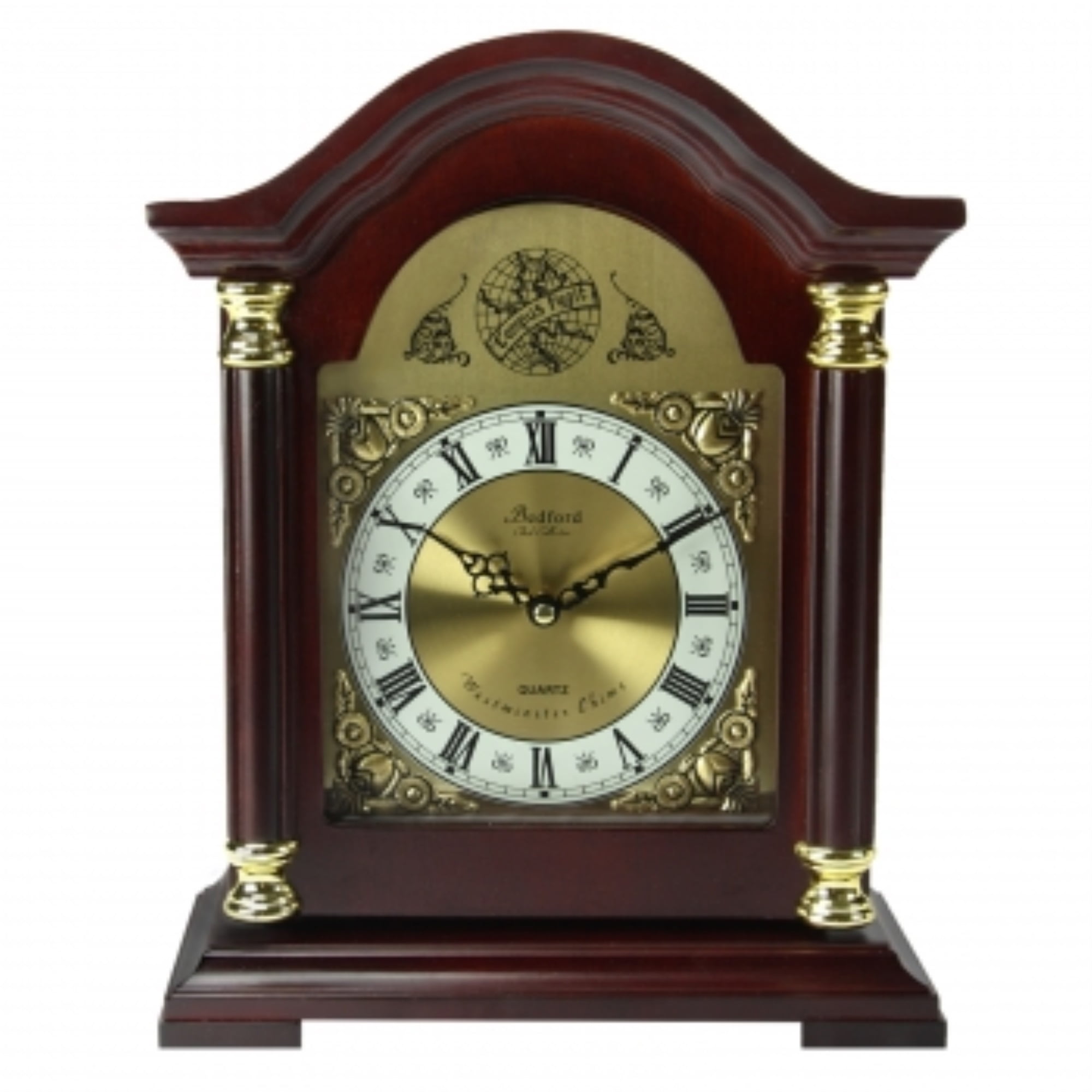 Bedford Clock Collection Redwood Mantel Clock with Chimes