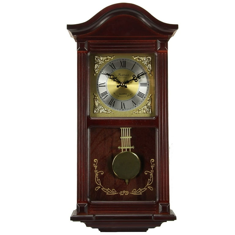 Bedford Clocks 11 in Traditional Wall Clock, Mahogany Cherry Oak