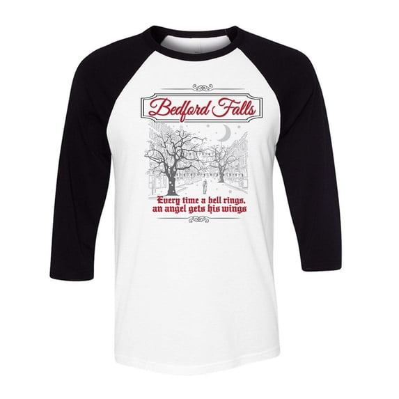 Bedford Falls Three-Quarter Raglan Sleeve Baseball Shirt Unisex Small White/Black