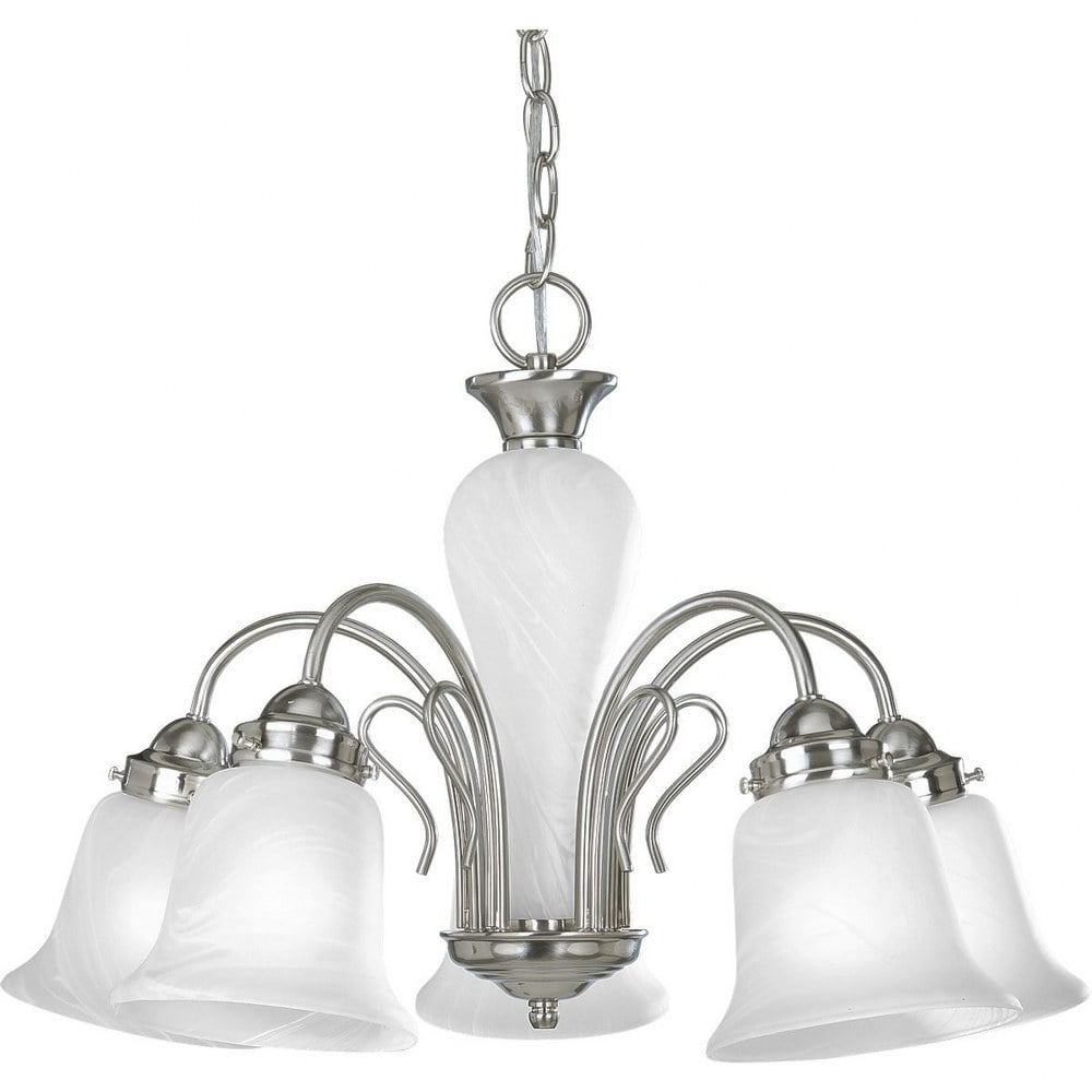 Bedford Brushed Nickel 5-Light Chandelier with Alabaster Glass Shades