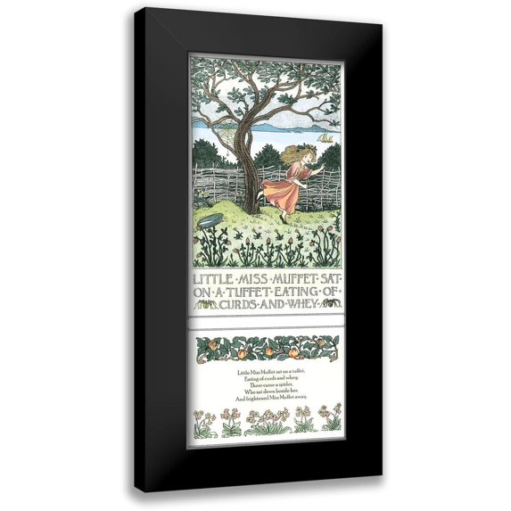 Bedford, Francis D. 10x18 Black Modern Framed Museum Art Print Titled - Little Miss Muffet