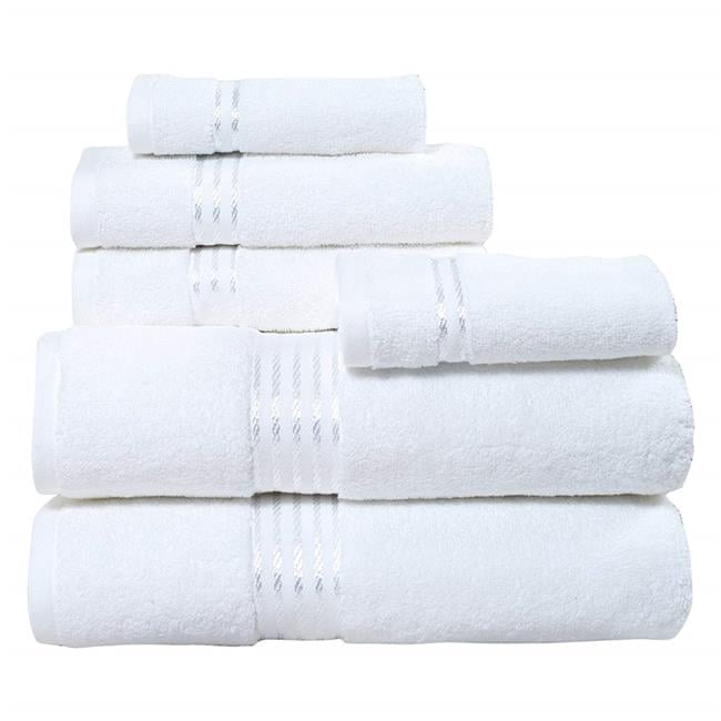 Bedford Home 100 Percent Cotton Hotel 6 Piece Towel Set - White ...