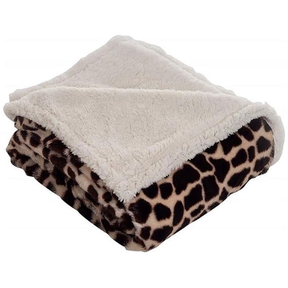 Bedford Home 61A-18540 Fleece & Sherpa Throw Blanket, Giraffe