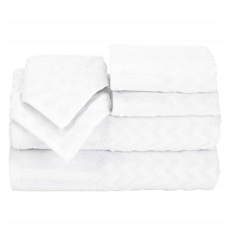 Bedford Home 67A-27636 6 Piece Cotton Deluxe Plush Bath Towel Set - White