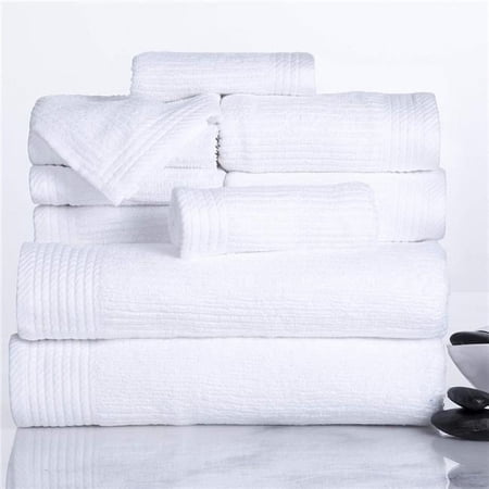 Bedford Home 67A-31084 Ribbed Cotton 10 Piece Towel Set - White