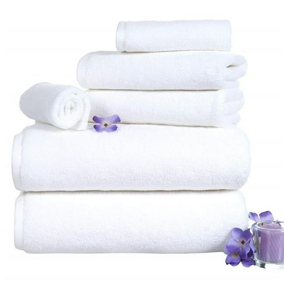 Bedford Home 67A-77200 100 Percent Cotton Zero Twist 6 Piece Towel Set - White