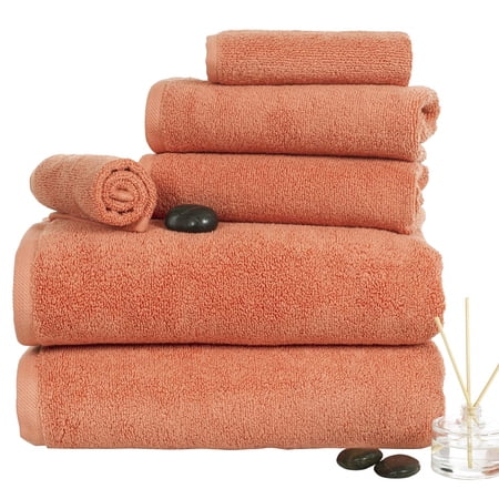 Bedford Home 67A-77286 100 Percent Cotton Zero Twist 6 Piece Towel Set - Brick