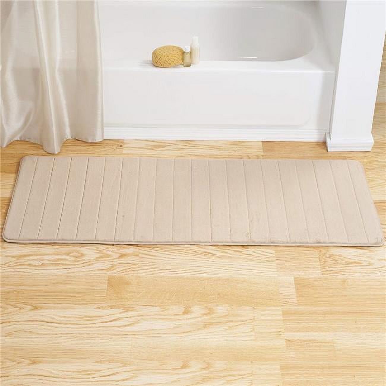 Bedford Home 67A77323 Memory Foam Striped Extra Long Bath Mat, 24 by
