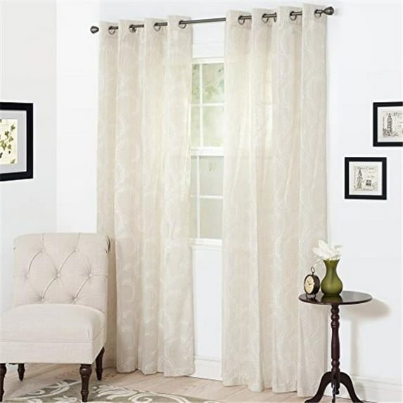 Bedford Homes 63A-14097 Andrea Embroidered Curtain Panel, White - 95 in.