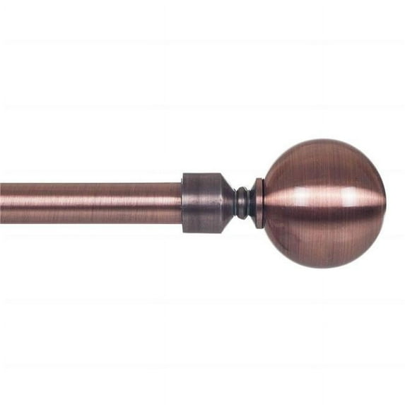 Bedford Homes 63A-19455 Sphere Curtain Rod for Window, Antique Copper - 0.75 in.
