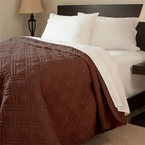 Bedford Homes 66A-25832 Solid Color Bed Quilt - Twin Size - Chocolate