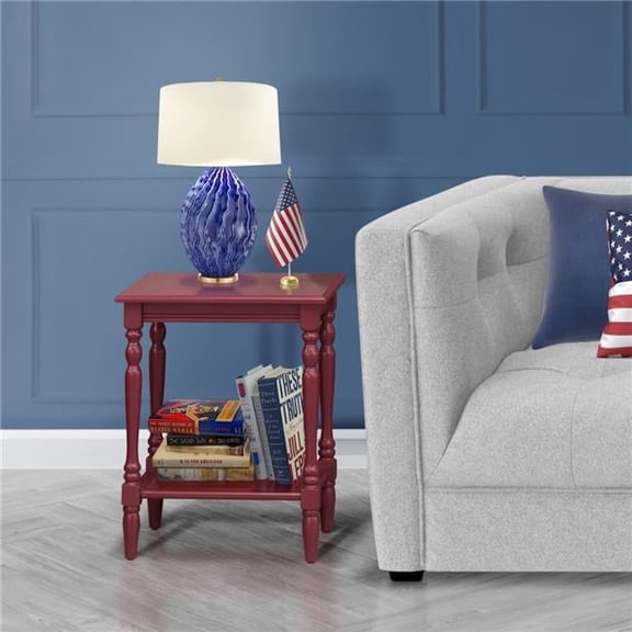 Bedford Modern End Table with Open Storage Shelf - Burgundy