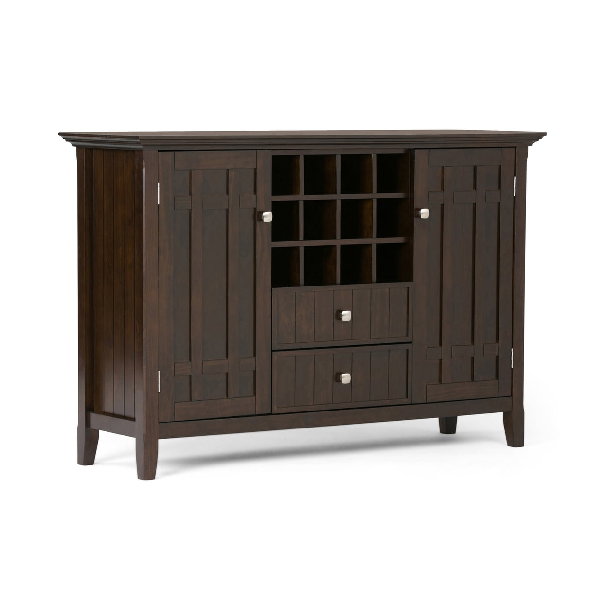 Bedford Transitional 54" Solid Pine Wood Sideboard Buffet and Wine Rack in Distressed Grey